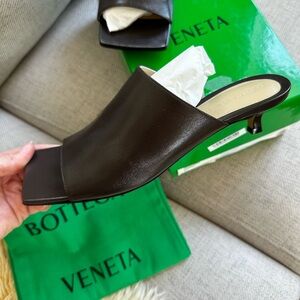 Bottega Veneta Brown Leather Square Mules